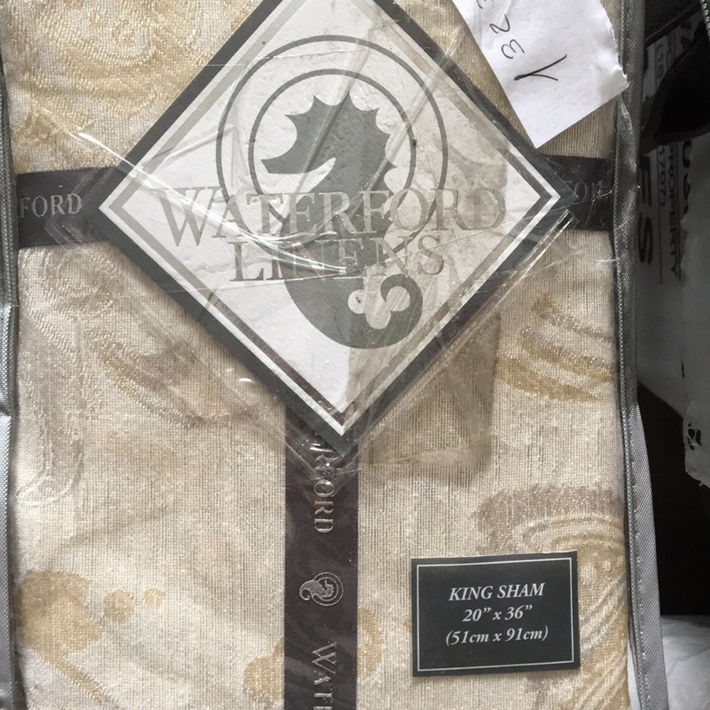 New Pair of Waterford Corded King Gold Pillow sham